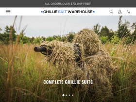 ghilliesuitwarehouse.com homepage screenshot