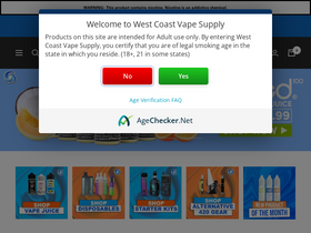 'westcoastvapesupply.com' screenshot