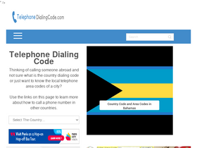 'telephonedialingcode.com' screenshot