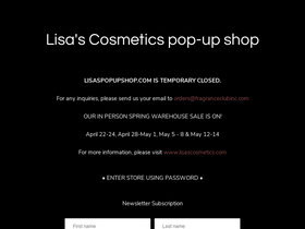 lisaspopupshop.com homepage screenshot