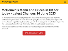 'mcdonalds-menu.co.uk' screenshot