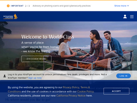 'singaporeair.com' screenshot