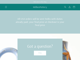 milliespottery.com homepage screenshot
