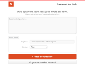 'onetimesecret.com' screenshot