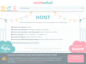 'nevekneked.hu' screenshot