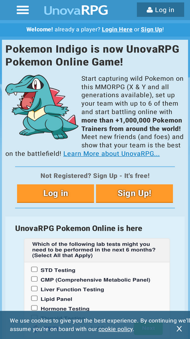 Login - UnovaRPG Online Pokemon Game