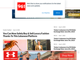 'the961.com' screenshot