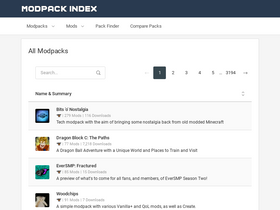 'modpackindex.com' screenshot