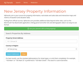 'njparcels.com' screenshot