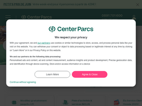 'centerparcs.fr' screenshot