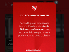 'clubaindependiente.com.ar' screenshot