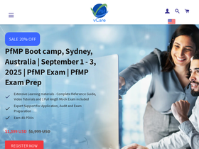 vCare Project Management homepage screenshot
