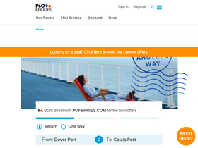 'poferries.com' screenshot