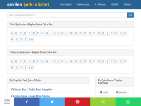 'sevilensarkisozleri.com' screenshot