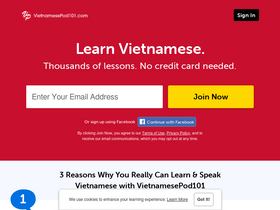 'vietnamesepod101.com' screenshot