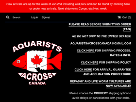 'aquaristsacrosscanada.com' screenshot