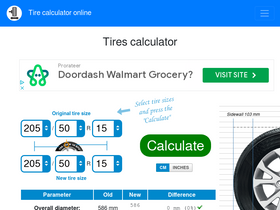 'tire-calc.com' screenshot