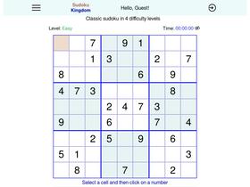 'sudokukingdom.com' screenshot