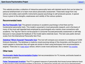 'openpsychometrics.org' screenshot