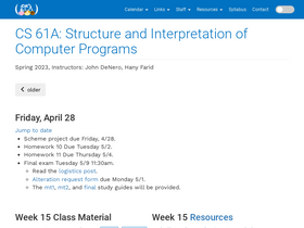 'cs61a.org' screenshot