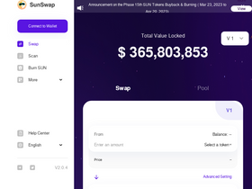 'sunswap.com' screenshot