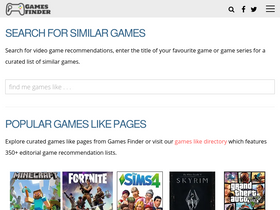 'gameslikefinder.com' screenshot