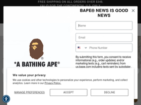 A BATHING APE® website screenshot