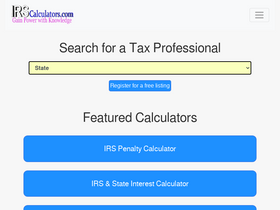 'irscalculators.com' screenshot