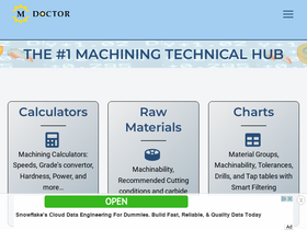 'machiningdoctor.com' screenshot
