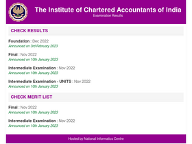 'icai.nic.in' screenshot