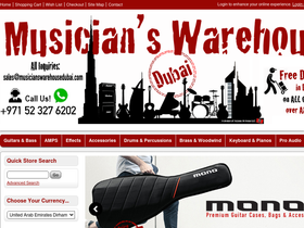 musicianswarehousedubai.com homepage screenshot
