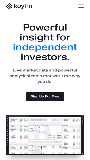 Yahoo Finance alternative. Functionality comparison with Koyfin