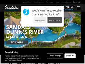 'sandals.co.uk' screenshot