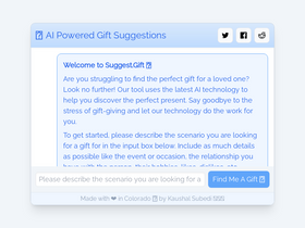 Suggest Gift - AI-driven personalized gifting made easy, tailored to interests and budget.