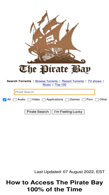 The Pirate Bay torrent search - Browser extension 