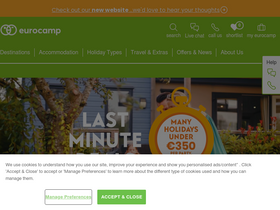 'eurocamp.ie' screenshot