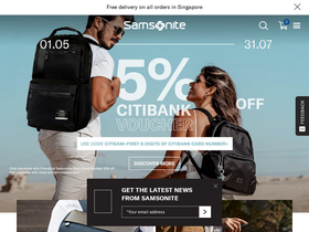 'samsonite.com.sg' screenshot