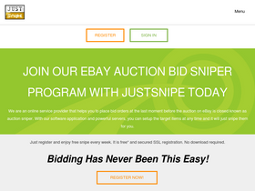 'justsnipe.com' screenshot