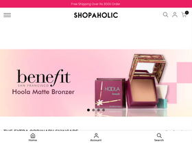 Shopaholic homepage screenshot