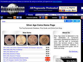'silveragecoins.com' screenshot