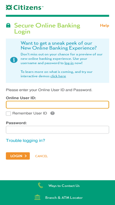 Citizens secure discount online banking login