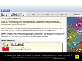 'anrufer.info' screenshot