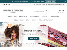 'fabricsgalore.co.uk' screenshot