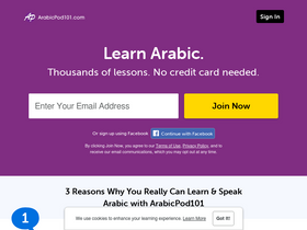 'arabicpod101.com' screenshot