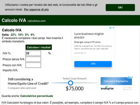 'calcoloiva.com' screenshot