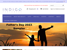 Indigo Perfumery homepage screenshot