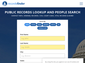 'recordsfinder.com' screenshot