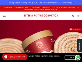 Esteem Royale Cosmetics homepage screenshot