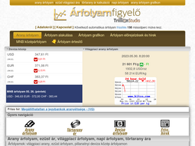 'arany-arfolyam.hu' screenshot