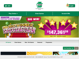 'pailottery.com' screenshot
